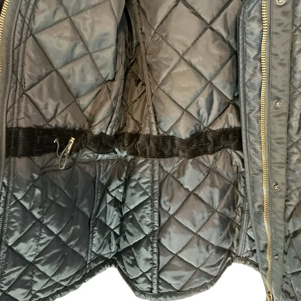 Coach Puffer Quilted Lightweight‎ Cinched Waist Black Jacket Women's Medium NWT